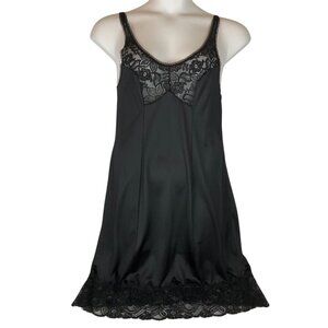 Bali Womens Black Lace Nylon Full Slip Size 36 Made in USA